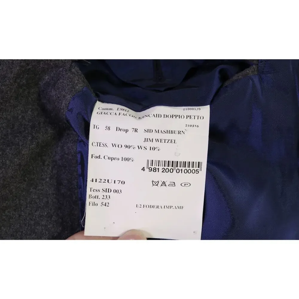Sid Mashburn Kincaid No. 3 Gray Wool Cashmere Flannel Double Breasted Blazer 46R